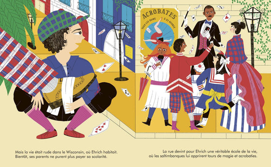 Livre pour enfants Petit & Grand Harry Houdini Kimane éditions – histoire du magicien célèbre