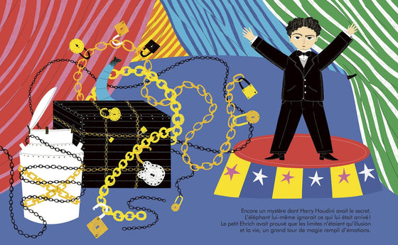 Livre pour enfants Petit & Grand Harry Houdini Kimane éditions – histoire du magicien célèbre