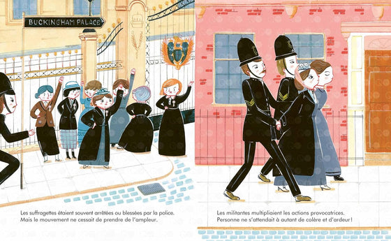 Livre pour enfants Petite & Grande Emmeline Pankhurst Kimane éditions – histoire vraie de la suffragette et défenseuse des droits des femmes