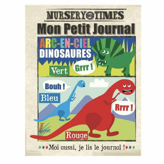 Livre en tissu qui crépite, mon petit journal, thème des dinosaures, marque Crinkly.