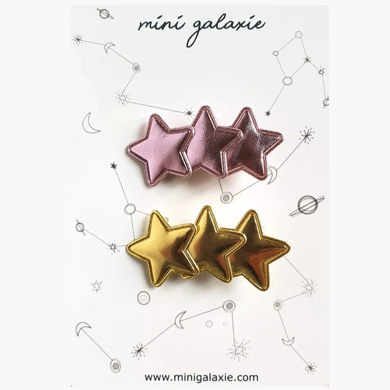 lot de 2 barrettes étoiles rose métallisé et doré Mini Galaxie pour enfants