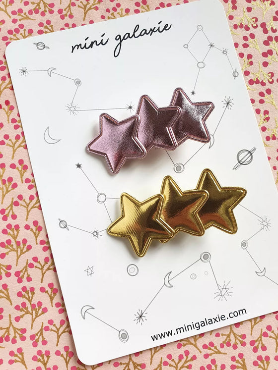 lot de 2 barrettes étoiles rose métallisé et doré Mini Galaxie pour enfants