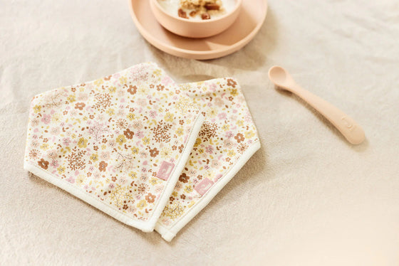 Lot de 2 bavoirs bandanas Jollein motif Flower Fairies – bavoirs bébé en coton doux et absorbant
