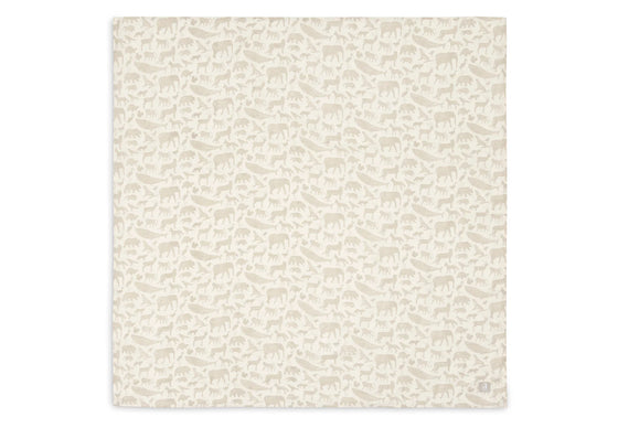Lot de 2 langes en coton Jollein motif Animal Nougat – langes bébé doux imprimé animaux beige
