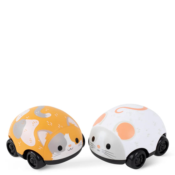 Lot de deux voitures à friction pour bébé en forme de chat et de souris – Tiger Tribe