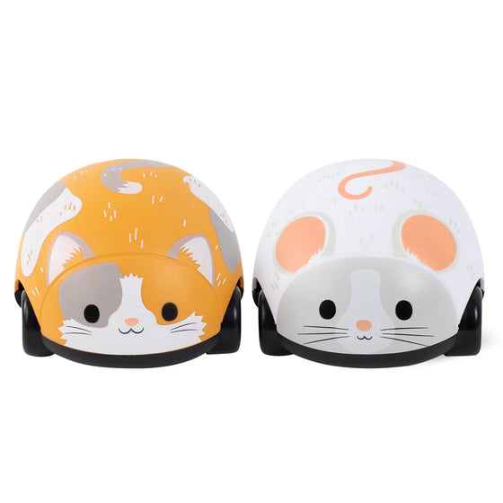 Lot de deux voitures à friction pour bébé en forme de chat et de souris – Tiger Tribe