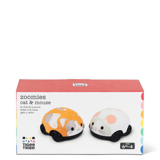 Lot de deux voitures à friction pour bébé en forme de chat et de souris – Tiger Tribe