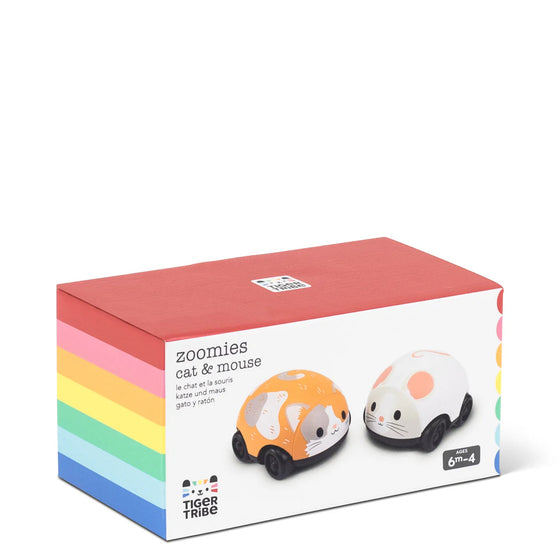 Lot de deux voitures à friction pour bébé en forme de chat et de souris – Tiger Tribe