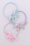 Lot de 3 élastiques cheveux licornes pailletées enfant Great Pretenders rose mauve bleu