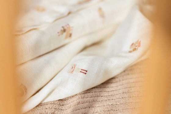 Lot de 3 langes bébé motif animaux Jollein 70x70 cm Animal Friends