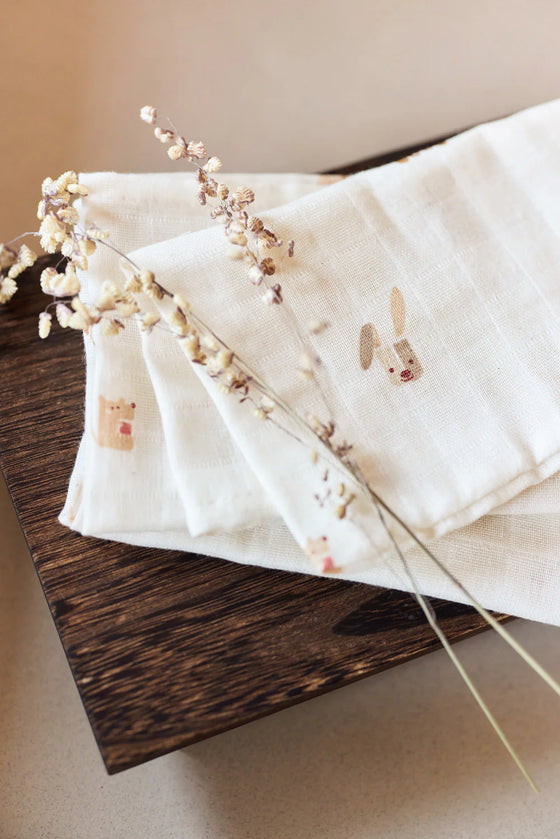 Lot de 3 langes bébé motif animaux Jollein 70x70 cm Animal Friends