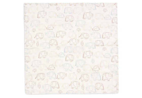Lot de 3 langes bébé motif éléphants Jollein 70x70 cm