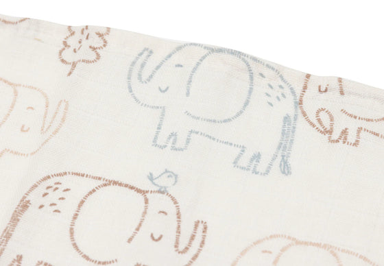 Lot de 3 langes bébé motif éléphants Jollein 70x70 cm