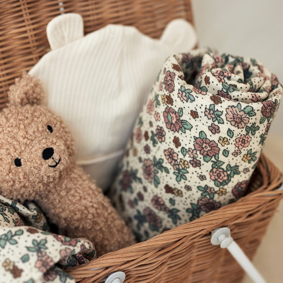 Lot de 3 langes en coton motif fleurs rétro Jollein – Accessoires bébé