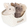 Lot de 3 bébés lapins en peluche avec panier - Konges Slojd