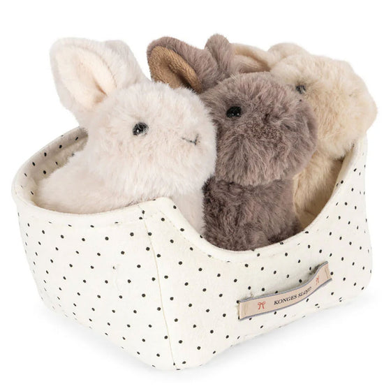 Lot de 3 bébés lapins en peluche avec panier - Konges Slojd