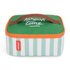 Snack et lunch bag rayé vert Hello Hossy avec fermeture zippée orange et poignée
