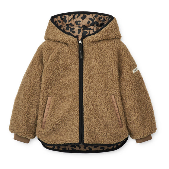 Manteau reversible à capuche léopard Liewood.