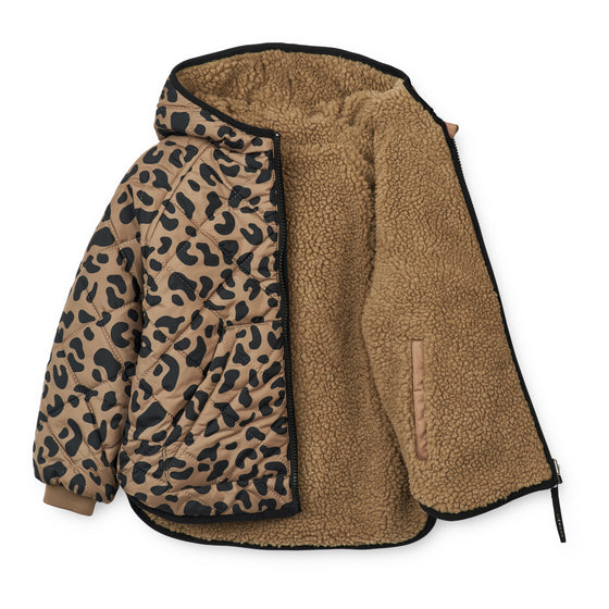 Manteau reversible à capuche léopard Liewood.