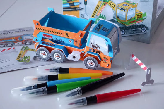 Kit maquettes déco engins de chantier à assembler et décorer pour enfants