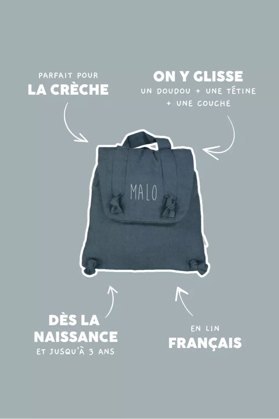 sac à dos personnalisable bois de rose Petit Picotin enfant – sac bébé crèche maternelle