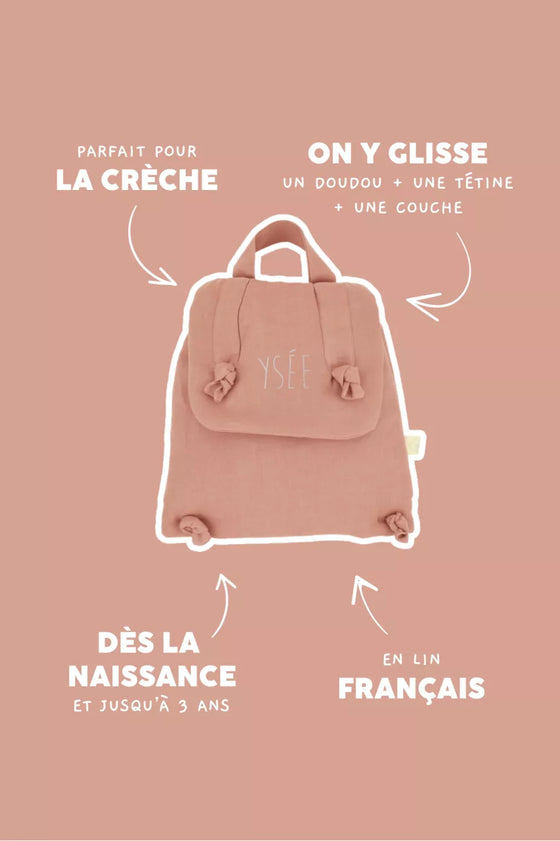 sac à dos Marceau personnalisable bois de rose Petit Picotin enfant – sac bébé crèche maternelle