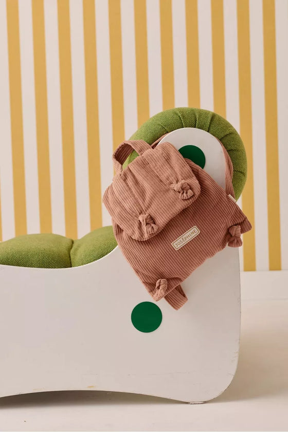 Sac à dos enfant velours bois de rose personnalisable Petit Picotin