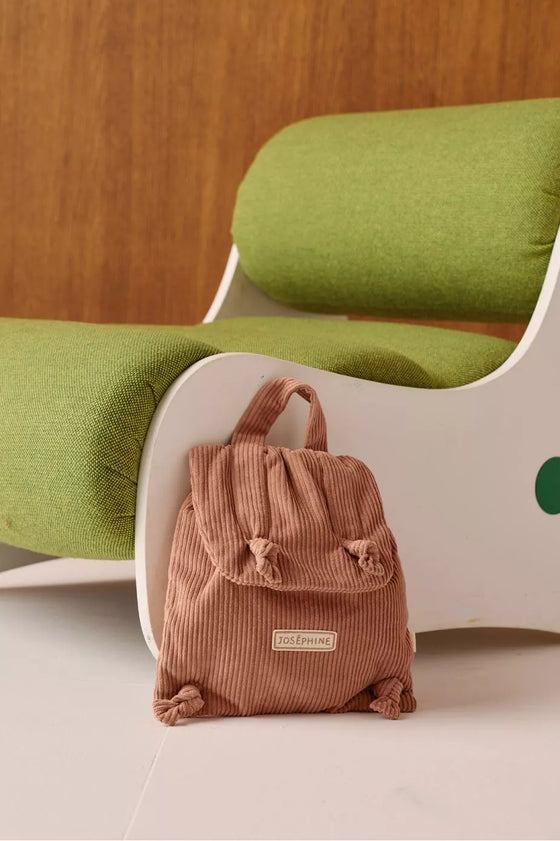 Sac à dos enfant velours bois de rose personnalisable Petit Picotin
