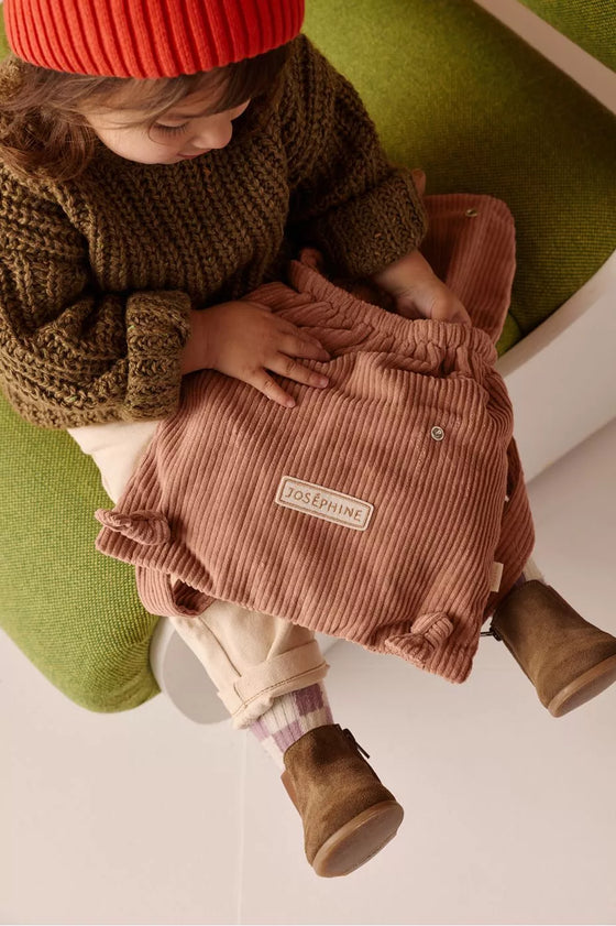 Sac à dos enfant velours bois de rose personnalisable Petit Picotin