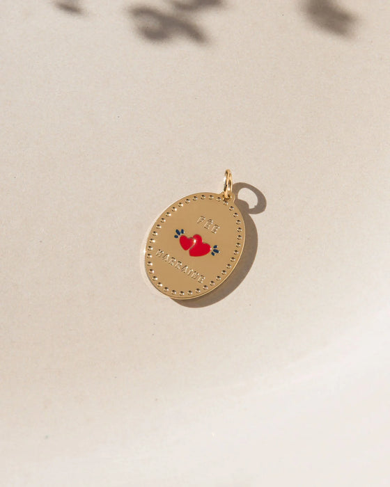 Médaille "Fée marraine" de 20 mm en laiton doré à l'or fin 24 carats, marque Emoi Emoi.