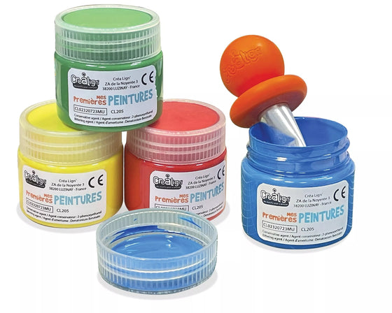 Lot de 4 peintures ultra-lavables Créa Lign pour bébé dès 12 mois