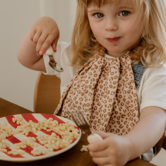 Set de couverts bébé en silicone couleur crème – Atelier Wagram (+12 mois)