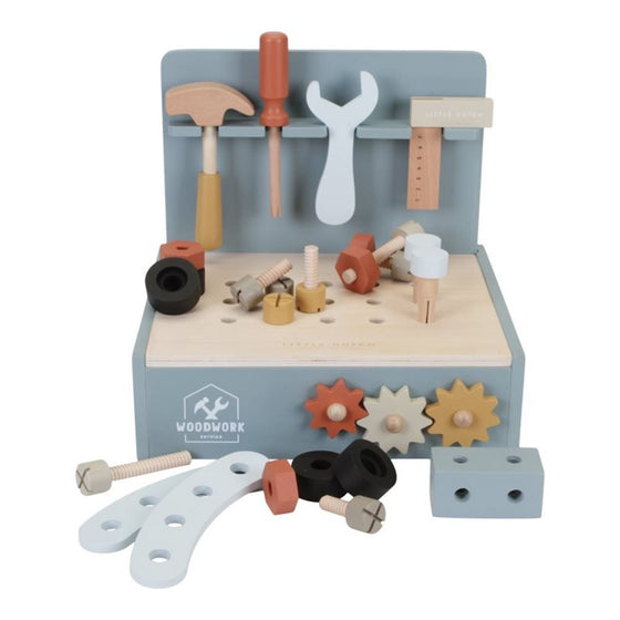 Mini établi en bois Little Dutch. Jeu d'imitation pour enfant. Apprendre à bricoler.