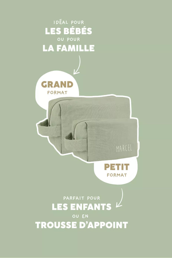 petite trousse de toilette Mini Paulette personnalisable amande Petit Picotin – format mini idéal pour bébé et maman