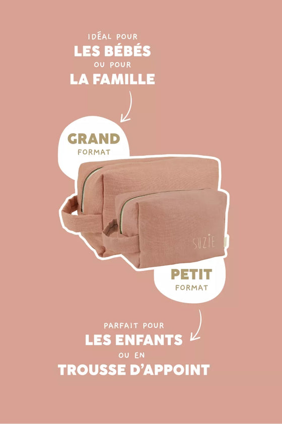petite trousse de toilette mini Paulette personnalisable bois de rose Petit Picotin – format mini idéal pour bébé et maman