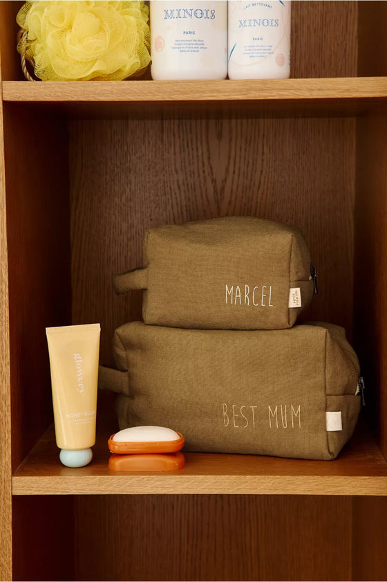 petite trousse de toilette Paulette personnalisable bronze Petit Picotin – format mini idéal pour bébé et maman