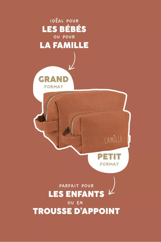 petite trousse de toilette Mini Paulette personnalisable tomette Petit Picotin – format mini idéal pour bébé et maman
