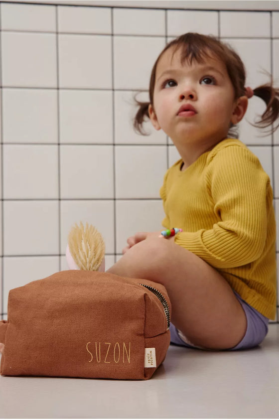 petite trousse de toilette Mini Paulette personnalisable tomette Petit Picotin – format mini idéal pour bébé et maman