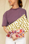 Mini pochette Mana Joy Apaches – coton matelassé fleuri rose et violet