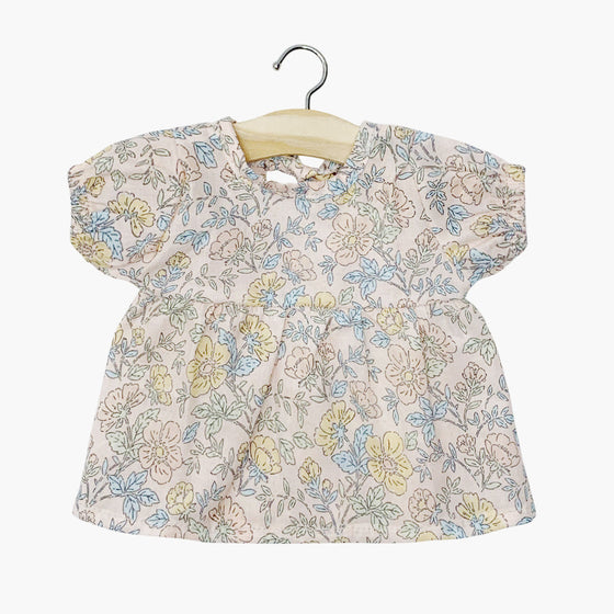 Robe Faustine pour poupées Gordis Minikane : robe à manches ballons avec imprimé floral Celia, élégante et raffinée pour habiller les poupées avec charme.