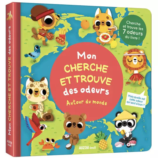 Livre Mon cherche et trouve des odeurs Autour du monde, Auzou.