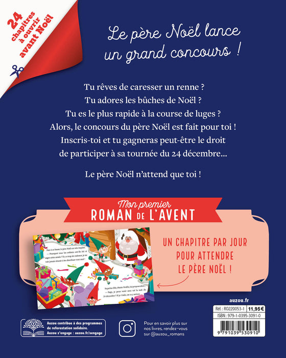 Livre Auzou Mon premier roman de l’Avent – Le concours du Père Noël, lecture de Noël pour enfants
