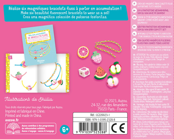 Coffret Auzou Bijoux Ma Mini Accumulation de Bracelets Fluos – kit créatif pour enfants dès 6 ans