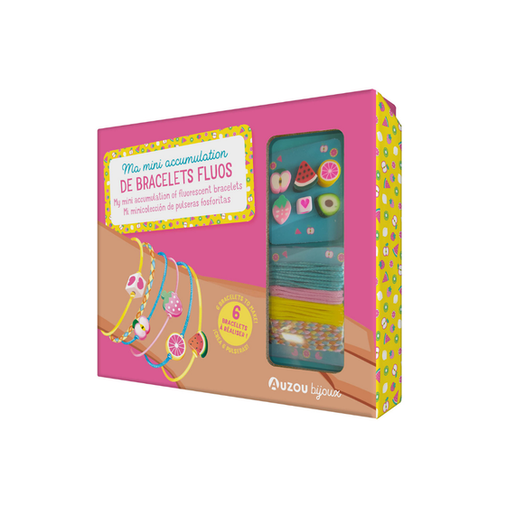 Coffret Auzou Bijoux Ma Mini Accumulation de Bracelets Fluos – kit créatif pour enfants dès 6 ans