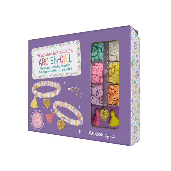 Coffret Auzou Bijoux Mes Bracelets d’Amitié Arc-en-ciel – kit créatif enfants dès 6 ans