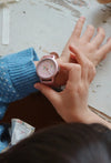 Montre enfant rose pailletée licorne – apprentissage de l’heure Konges Slojd