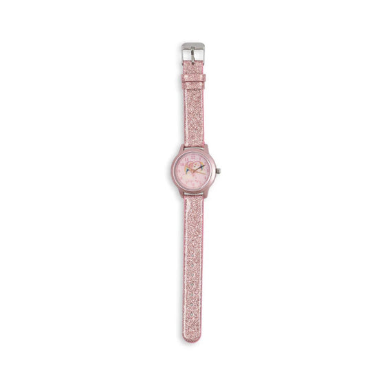 Montre enfant rose pailletée licorne – apprentissage de l’heure Konges Slojd