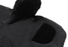 Moufles noires Jollein fixées sur le guidon d’une poussette