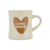 mug en céramique super parrain beige avec cœur caramel – cadeau parrain original