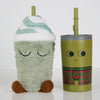 Mug isotherme enfant paille peluche vert Asobu Mimi Milkshake gobelet enfant